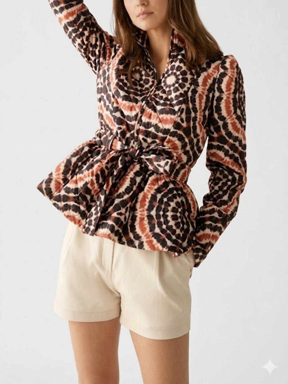 Marie Oliver Raven Quilted Peplum Jacket S NWT Rust Ikat